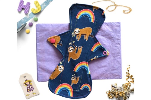 Click to order  10 inch Cloth Pad Sloths and Rainbows now
